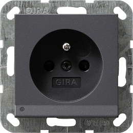 Розетка с заземлением, со шторками (антрацит) System 55 Gira. Вид 1