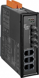 Индустриальный управляемый коммутатор 2 уровня с 8х10/100 Base-T Ethernet и 2 оптоволоконными портами Multi Mode (ST), IP30 ICP DAS. Вид 1