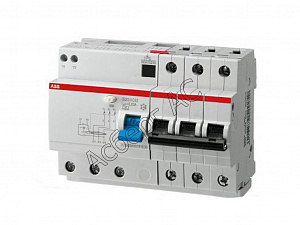 DS203 M C10 AC30 Дифф. автомат 3-полюсный, 10A, 30mA, тип АC, 10kA (хар-ка C) ABB. Вид 1