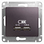 Розетка USB 5в/2100ма, 2х5в/1050ма, механизм (сиреневый туман) Glossa Systeme Electric. Вид 1.