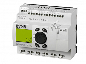 256267 EASY819-AC-RC Программируемое реле 100-240В AC, цифровые, 12 DI, 6DO, реле 10А, дисплей+клавиатура, часы реального времени Eaton. Вид 1