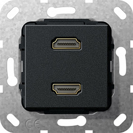 Розетка 2xHDMI (черный) System 55 Gira. Вид 1