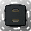 Розетка 2xHDMI (черный) System 55 Gira. Вид 1.