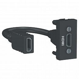 Розетка HDMI, 1 модуль (антрацит) Unica Modular Schneider Electric. Вид 1