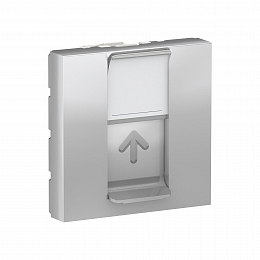 Лицевая панель RJ45, одиночная, без коннектора, 2 модуля (алюминий) Unica Modular Schneider Electric. Вид 1