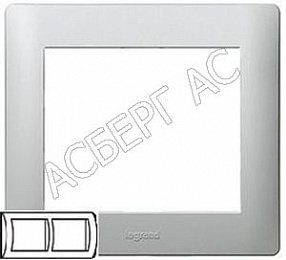 Рамка 2 поста, горизонтальная (Aluminium) Galea Life Legrand. Вид 1