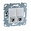 Розетка телефонная, RJ11, двойная, 4 контакта (белый) Unica Schneider Electric. Вид 1.