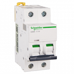 iC65N 2P 1A Автоматический выключатель 2-полюсный, 1А, 6кА (хар-ка C) Schneider Electric. Вид 1
