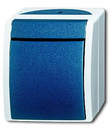 2621 W-53-500 Кнопка 1-клавишная, 1-полюсная, с N-клеммой, IP44, для открытого монтажа, серия ocean, цвет серый/сине-зелёный ABB. Вид 1