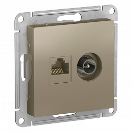 Розетка двойная TV + компьютерная RJ45, кат. 5Е (шампань) Atlas Design Systeme Electric. Вид 1