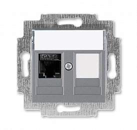 5014H-A61017 69W Розетка компьютерная RJ45 кат.6+заглушка, Levit, сталь ABB. Вид 1
