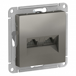 Розетка двойная компьютерная RJ45+RJ45, кат.5E, механизм (сталь) Atlas Design Systeme Electric. Вид 1