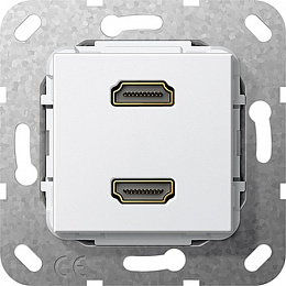 Розетка 2xHDMI (белый) System 55 Gira. Вид 1