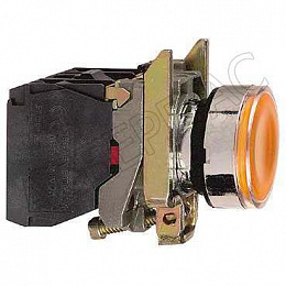 Кнопка желтая с подсветкой без фиксации 220В 1НО+1НЗ (в сборе) Schneider Electric. Вид 1