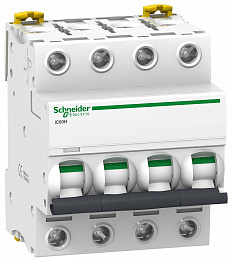 iC60H 4P 10А Автоматический выключатель 4-полюсный, 10А, 10кА (хар-ка B) Schneider Electric. Вид 1
