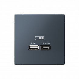 Розетка USB, A + тип-C 45Вт высокоскор.заряд. QC, PD, механизм (грифель) ARTGALLERY Systeme Electric. Вид 1