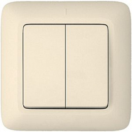 Выключатель 2-клавишный, С/У,10А 250b (слоновая кость) Прима Systeme Electric. Вид 1
