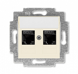 5014H-A61018 17W Розетка компьютерная, 2хRJ45 кат.6, Levit, слоновая кость ABB. Вид 1