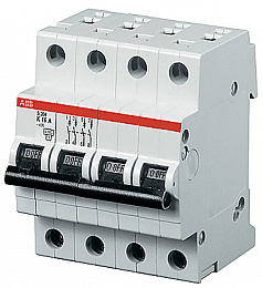 S204P D13 Автоматический выключатель 4-полюсный, 13А, 25kA (хар-ка D) ABB. Вид 1