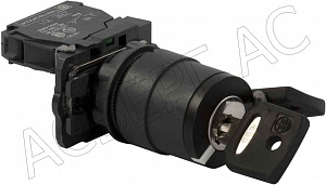 Переключатель черный 2-х позиционный c ключём Schneider Electric. Вид 1