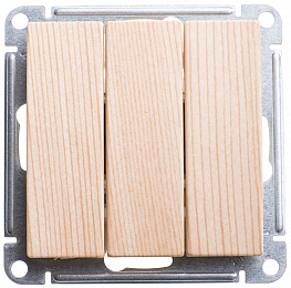 Выключатель 3-клавишный, 10АХ, механизм, (сосна) Wessen 59 Systeme Electric. Вид 1