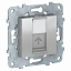 Розетка компьютерная 1хRJ-45 кат.5е (интернет) (алюминий) Unica New Schneider Electric. Вид 1.