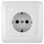 Розетка с заземлением, со шторками, С/У, 16А 250В (белый) Прима Systeme Electric. Вид 1.