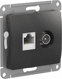 Розетка двойная TV + компьютерная RJ45, кат. 5Е, механизм (антрацит) Glossa Systeme Electric. Вид 1
