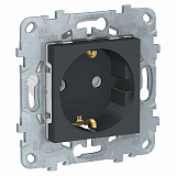 Розетка с заземлением, со шторками, винт. зажим, 16 а, 250 в (антрацит) Unica New Schneider Electric