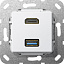 Розетка HDMI+USB (белый) System 55 Gira. Вид 1.