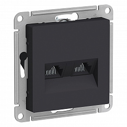 Розетка двойная компьютерная RJ45+RJ45, кат.5E, механизм (карбон) Atlas Design Systeme Electric. Вид 1
