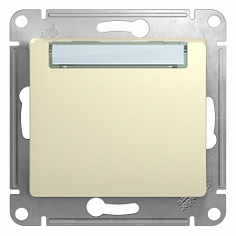 Кнопка нажимная с табличкой, сх.1, механизм (бежевый) Glossa Schneider Electric. Вид 1