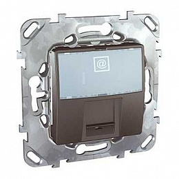 Розетка компьютерная RJ45 кат.5Е с полем для надписи (графит) Unica Top Schneider Electric. Вид 1