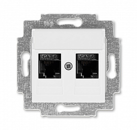 5014H-A61018 03W Розетка компьютерная, 2хRJ45 кат.6, Levit, белый ABB. Вид 1