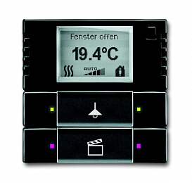 6128/28-81-500 Терморегулятор KNX с дисплеем и сенсором, 2/4-клавишный, антрацит ABB. Вид 1