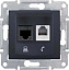 Розетка телеф.+компьют.,RJ11+RJ45,кат. 6, неэкран. utp,с пруж. заж (графит) Sedna Schneider Electric. Вид 1.