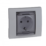 Розетка с крышкой с з/к, винт. зажим, IP44 в сборе (белый) Unica Schneider Electric