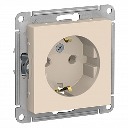 Розетка с заземлением, 16А, механизм (бежевый) Atlas Design Systeme Electric. Вид 1