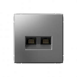 Розетка двойная компьютерная RJ45+RJ45, кат.6А, механизм (сталь) ARTGALLERY Systeme Electric. Вид 1