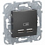Розетка usb, 2.1 а (графит) Unica Top Schneider Electric. Вид 1.