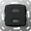 Розетка HDMI+USB (черный) System 55 Gira. Вид 1.