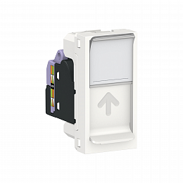 Розетка компьютерная, RJ45, одиночная, кат. 6 STP, 1 модуль (белый) Unica Modular Schneider Electric. Вид 1