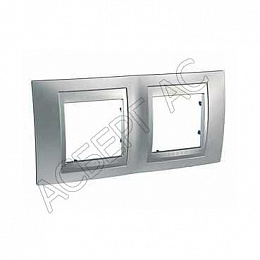 Рамка 2-постовая (алюминий/хром матовый) Unica Top  Schneider Electric. Вид 1