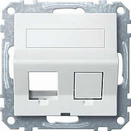 Плата наклонная для keystone RJ45 2 поста, sm (полярный белый) Merten Schneider Electric. Вид 1