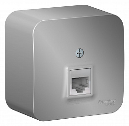 Розетка телефонная RJ11 изол.пл., О/У (алюминий) Blanca Systeme Electric. Вид 1