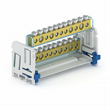KSN-6-8x12-16 PE Шина изолированная сечение 8х12, 16 отв., крепление на DIN-рейку и поверхность, желто-зел. Tekfor