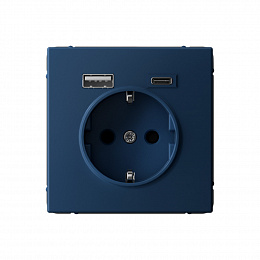 Розетка 16А с 2 USB A+C, 5В/2,4А/3,0А, 2х5В/1,5А, механизм (аквамарин) ARTGALLERY Systeme Electric. Вид 1