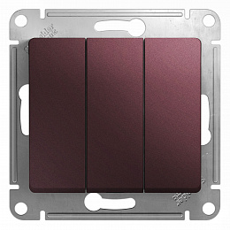 Выключатель 3-клавишный,сх.3,10ax, механизм, (баклажановый) Glossa Systeme Electric. Вид 1