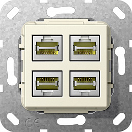 Розетка компьютерная 4xRJ45 (белый) System 55 Gira. Вид 1