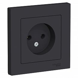 Розетка без заземления, 16А, в сборе (карбон) Atlas Design Systeme Electric. Вид 1